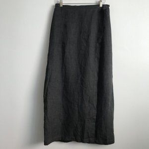 Eileen Fisher Gray Skirt Medium Linen Blend Wrap Button Waist Maxi Slit